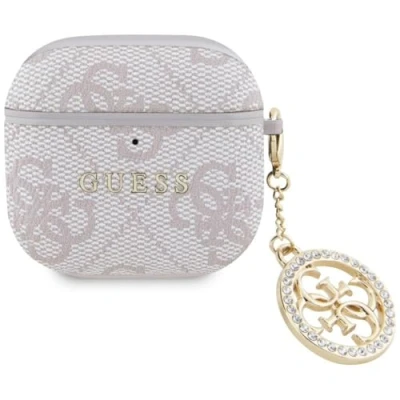 Afbeelding van Guess 4G Strass Charm Case Hoesje Geschikt voor Apple AirPods 4 Roze