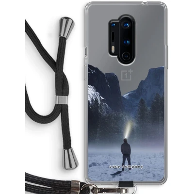 Afbeelding van Case Company® hoesje met Koord geschikt voor OnePlus 8 Pro Wanderlust Telefoonhoesje Zwart Bescherming aan alle Kanten en Over de Schermrand