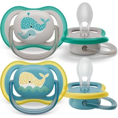 Afbeelding van Philips Avent Ultra Air Fopspeen Gevoelige Huid 18 mnd + Walvis 2 stuks