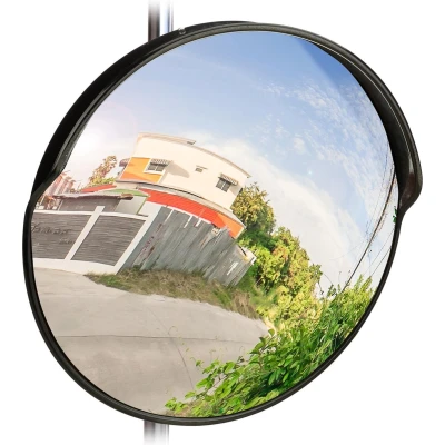 Afbeelding van Relaxdays verkeersspiegel 45 cm industriespiegel veiligheidsspiegel rond convexe zwart