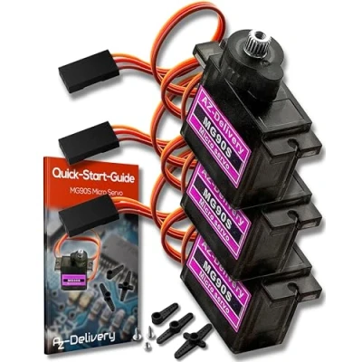 Afbeelding van AZDelivery 3 x Servo MG90S Micro Motor compatibel met Arduino Inclusief E Book!