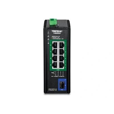 Image de TRENDnet TI BG5091 Version v1.0R commutateur industriel 8 x 10/100/1000/2.5G (PoE++) + 1 Gigabit / 10 SFP+ Montage sur rail DIN, fixation murale PoE++ (480 W)