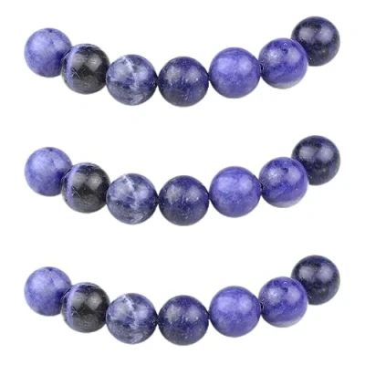 Afbeelding van MJDCB 45 stuks 8 mm blauwe halfedelstenen sodaliet kralen met gat, natuurlijke losse ronde voor het maken van sieraden, armbanden, halskettingen