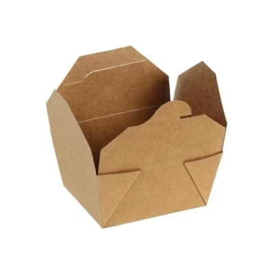 Afbeelding van DeinPack Take Away Box 25 stuks biologische voedselcontainers van karton, rechthoekig, met klapdeksel, bruin, 1200 ml