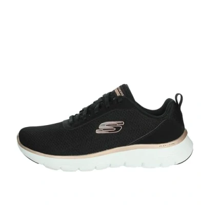 Afbeelding van Skechers Flex Appeal 5.0 Dames, Zwart mesh en roségouden rand