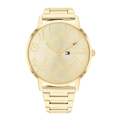 Afbeelding van Tommy Hilfiger Analoog kwartshorloge voor dames met roestvrijstalen armband, Goud, de stijl van het horloge is &quot;gekleed&quot; of &quot;luxe&quot;, gebaseerd op kast en positionering