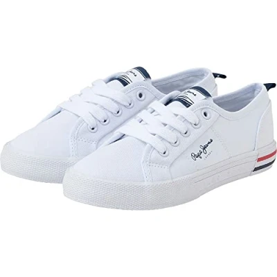 Afbeelding van Pepe Jeans Brady Basic B Sneakers laag voor kinderen, Maat: 40, White Katoen