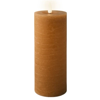 Afbeelding van LED kaars wax bruin voor binnen 7 x 19 cm