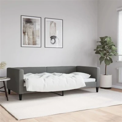 Afbeelding van vidaXL Slaapbank 90x190 cm stof donkergrijs