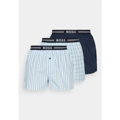 Afbeelding van Hugo BOSS heren 3P wijde boxershorts mix print blauw