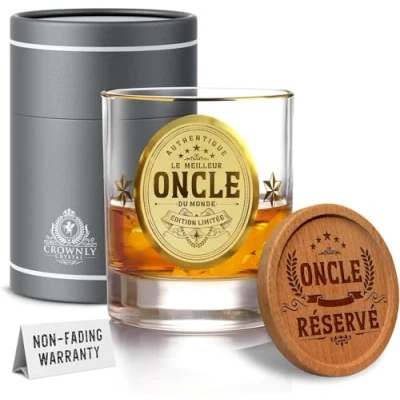 Afbeelding van CROWNLY CRYSTAL® Cadeau Oom Verjaardagscadeau Mannen Gepersonaliseerd Een Whiskyglas Idee Whisky Glas Super Geschenken