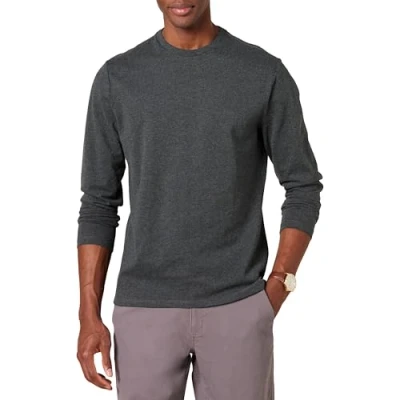 Image de Amazon Essentials T Shirt à Manches Longues Coupe Ajustée Men&#039;s, Charbon Chiné, XXL