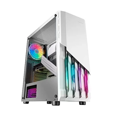 Afbeelding van Mars gaming MC X2, pc behuizing ATX, front staal FRGB, 2 FRGB ventilatoren, 12 cm, volledig zijvenster, wit