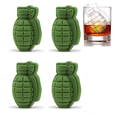 Afbeelding van JZK 4 x siliconen ijsblokjesvormen 3D granaatappelvorm ijsblokjesvorm ijsvormen voor whisky scotch cocktails koffie fruit sap en frisdrank