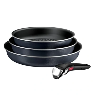 Afbeelding van Tefal Ingenio Enjoy Set van 3 pannen 22/24/28 cm + afneembare handgreep, geschikt voor inductie, anti aanbaklaag, titanium coating, Light Tech technologie, stapelbaar, vaatwasmachinebestendig en