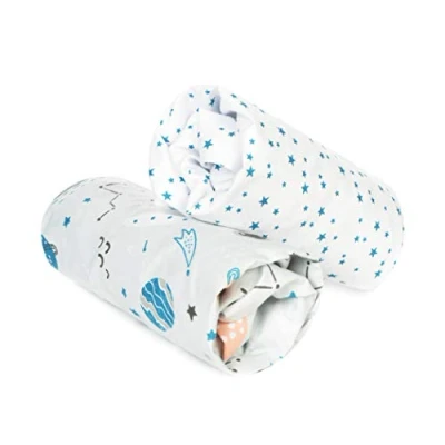 Afbeelding van FlyIdeas Hoeslaken 60 x 120 cm, Alese babybed, 2 verstelbare hoeslakens, matrasbeschermer, puur en zacht katoen, gecertificeerd voor bed, wieg matras, cm