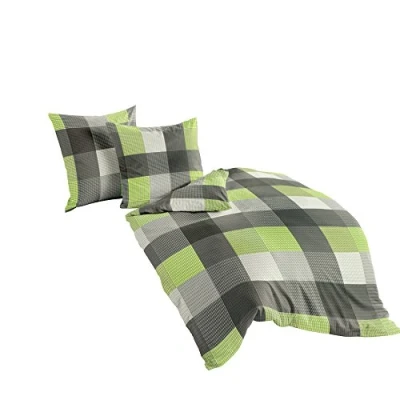 Afbeelding van Beddengoed , fijn flanel, Made in Germany, kiwi 07, 135 x 200 cm