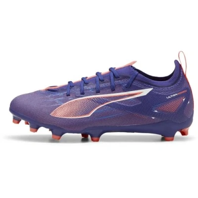 Afbeelding van Puma Ultra 5 PRO FG/AG JR Unisex Voetbalschoenen met kunststof noppen voor kinderen, Maat: 34, Lapis lazuli/white/sunset glow Textiel/ synthetisch