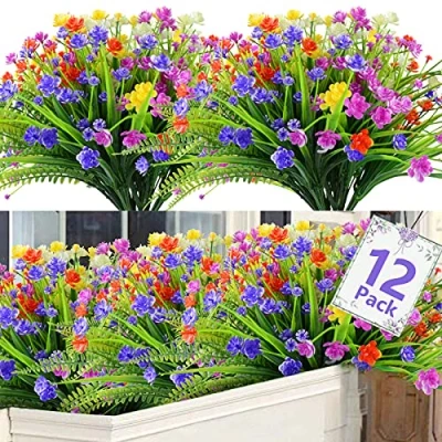 Afbeelding van SHEEPPING 12 stuks kunstbloemen voor buiten, kunstplanten, UV bestendig, boeketten, kunstbloemen, decoratie tuin, bloembak, balkon, vaas, binnen