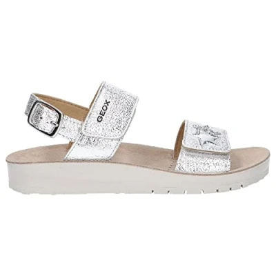 Image de Geox J Sandal Costarei gi Fille Plat, Argent Silver, 26 EU