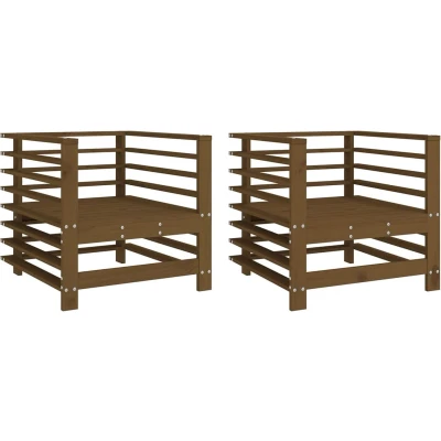 Afbeelding van Tuinstoelen 2 st massief grenenhout honingbruin