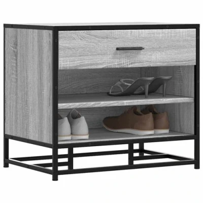 Image de vidaXL Banc à chaussures sonoma gris bois d&#039;ingénierie et métal849222