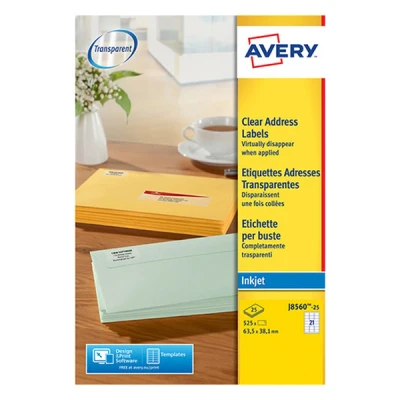 Image de Étiquette adresse transparente Avery Impression jet d&#039;encre