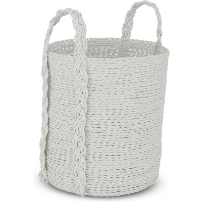 Afbeelding van Rieten Mand van Zeegras Wit Malia Bali Ø 32 x 35cm