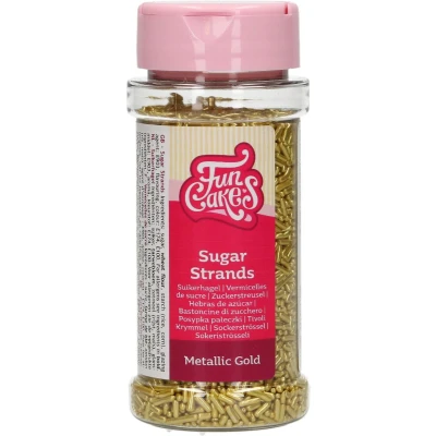 Afbeelding van FunCakes Sugar Strands Metallic Goud 80g Sprinkles Taartdecoratie
