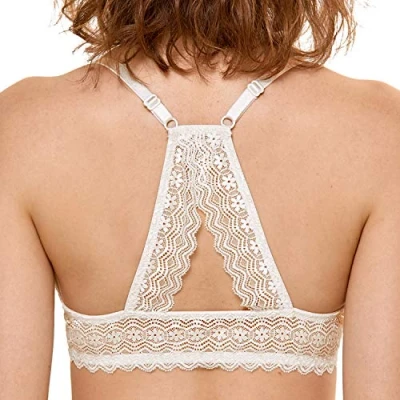 Afbeelding van DOBREVA Dames push up beha met beugel sluiting aan de voorkant, gekruiste rug, Ivoor