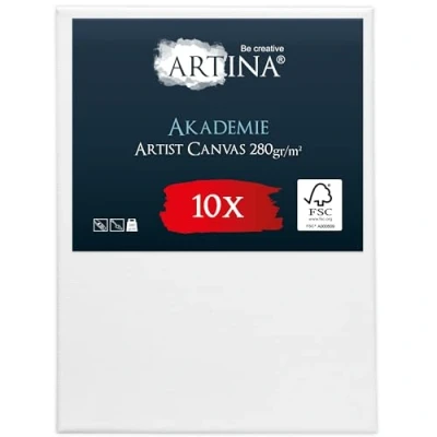 Afbeelding van Artina Akademie Set van 10 Schilderdoeken Canvas 60x80 cm Spieraam FSC® Hout Wit 100% Katoen 280 g/m138