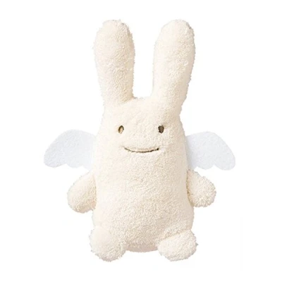 Afbeelding van TROUSSELIER Knuffeldier met rammelaar, engelhaas, 20 cm hoog, modern chic, ideaal cadeau voor geboorte, machinewasbaar, kleur ivoor