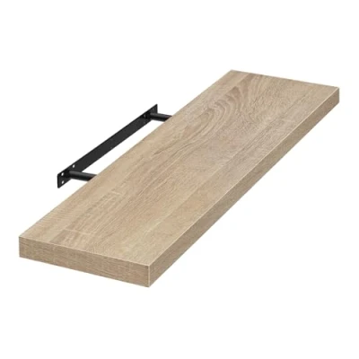 Afbeelding van EUGAD Wandrek van MDF, decoratief opbergrek, drijvend, 120 cm lang, eiken