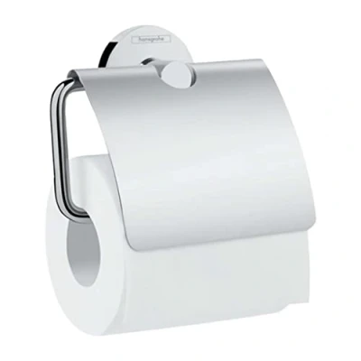 Image de hansgrohe porte papier WC avec couvercle Logis Universal, toilette, rouleau accessoires salles de bain, Chromé, 41723000