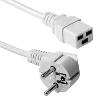 Afbeelding van ACT AK5415 230V Stroomkabel Randaarde Stekker CEE7/7 C19 Wit 1,8 meter