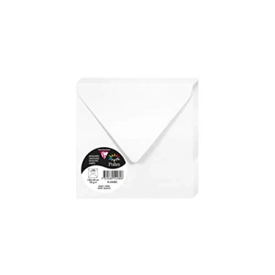 Afbeelding van Clairefontaine 5428C, verpakking met 20 enveloppen, vierkant, 14 x cm, 120 g/m², kleur: wit, uitnodiging voor evenementen en overeenkomst, Pollen serie, glad papier van hoge kwaliteit