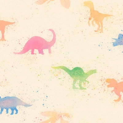 Afbeelding van DINOSAURUS BEHANG Kinderkamer bont beige roze blauw groen A.S. Création Little Love