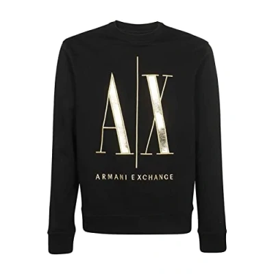 Afbeelding van Armani Exchange heren Sweater met ronde hals en logoborduring in de kleur Zwart, maat: XL