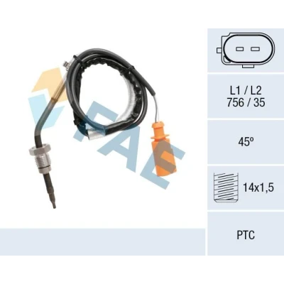 Afbeelding van FAE 68064 Sensoren na roetfilter SKODA: Fabia 2, SEAT: Ibiza 4, VOLKSWAGEN: Polo IV Hatchback