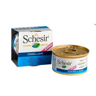 Afbeelding van Schesir Kat Blik Kitten Gelei 85 g Kattenvoer Tonijn&amp;Aloë Vera