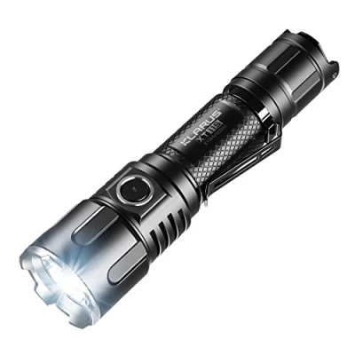 Afbeelding van klarus XT11s Tactische zaklamp, oplaadbaar, 1100 lumen, bereik 330 m, dubbele staart, switches, zaklamp met tas