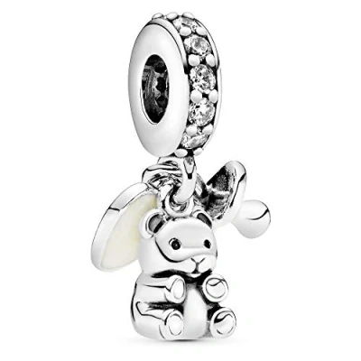 Afbeelding van PANDORA Moments Baby Teddybär Charm hanger Sterling Zilver, Cubic Zirkonia, Emaille 792100CZ, Zirkoniumoxide