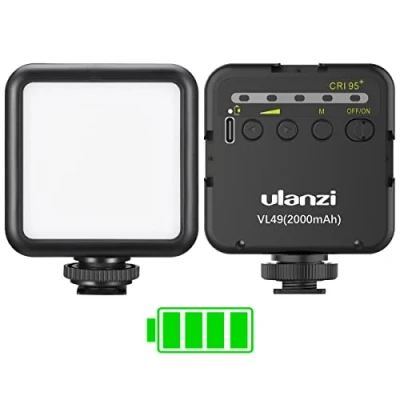 Afbeelding van Led licht, ULANZI VL49 fotoverlichting met batterij 2000 mAh, studioverlichting 5500 K, videolamp voor compacte camera, vlog selfie, 3 koude schoenbergen
