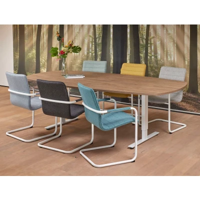 Afbeelding van Vergadertafel Teez Deens Ovaal 240x120cm frame Antraciet (Ral 7016) blad Havanna