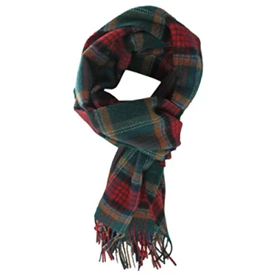 Afbeelding van Wollen sjaal voor heren, warme wintersjaal, geruit, modieus, meerkleurig, 180 x 29 cm, Made in Germany, Groen
