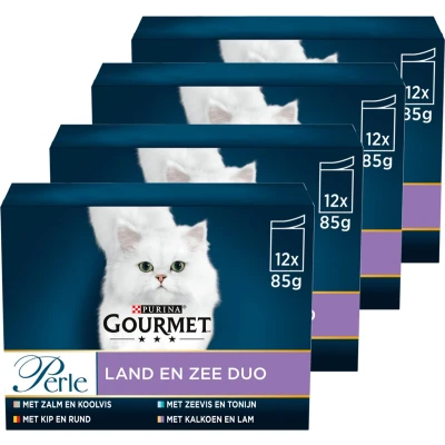 Afbeelding van 4x Gourmet Perle Duo Rund Kip 12 x 85 gr