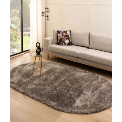 Afbeelding van Ovaal Hoogpolig Vloerkleed Velvet Posh Grijs 200x300 Cm