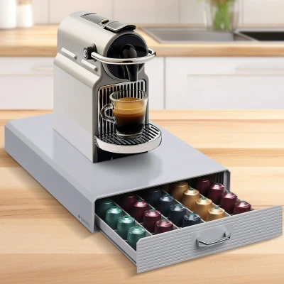 Afbeelding van Navaris capsulehouder Met lade Houder voor 50 koffiecups 5 lades Grijs
