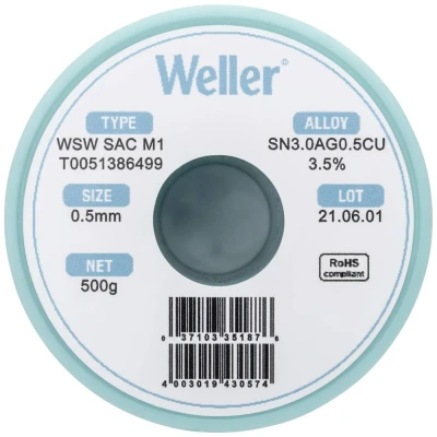 Afbeelding van Weller WSW SAC M1 Soldeertin, loodvrij Spoel Sn3,0Ag0,5Cu 500 g 0.5 mm