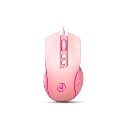 Image de HXSJ X100 Souris de Jeu,Souris Filaire Ergonomique avec Rétroéclairage LED Coloré,7 boutons,Capteur Optique Jeu,Jusqu&#039;à 3600 DPI,Léger,pour PC,Ordinateur Portable,Mac,PS4 Rose